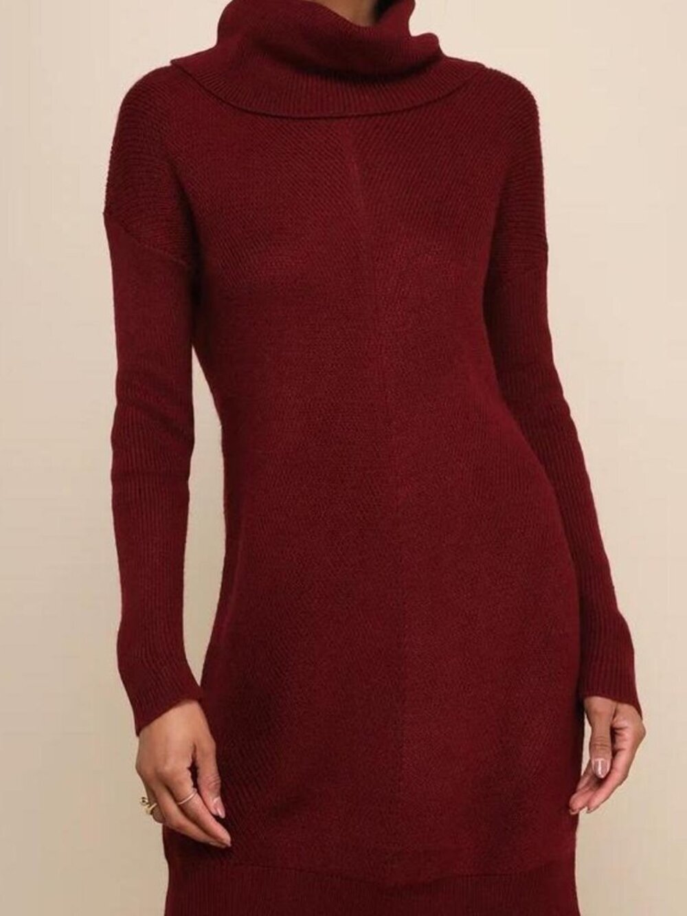 Cute Burgundy Dress - Mini Sweater Dress - Cowl Neck Dress - Lulus